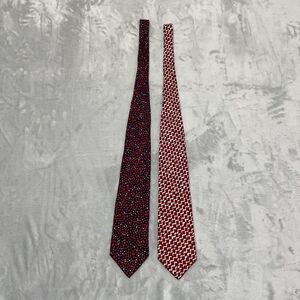 Kriziauomo Silk Ties Mens Red Geometric Made‎ in Italy Lot of 2